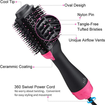 4-in-1 Hot Air Brush – Hair Dryer, Straightener, Curler & Volumizer