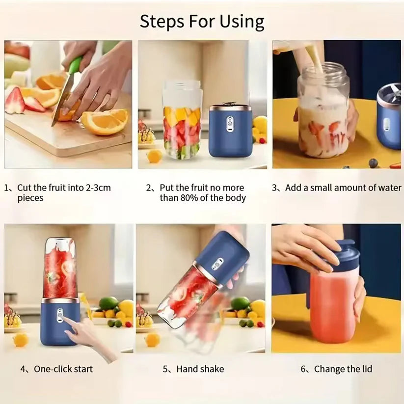 Portable Rechargeable Blender With Cup, Perfect for Smoothies & Travel